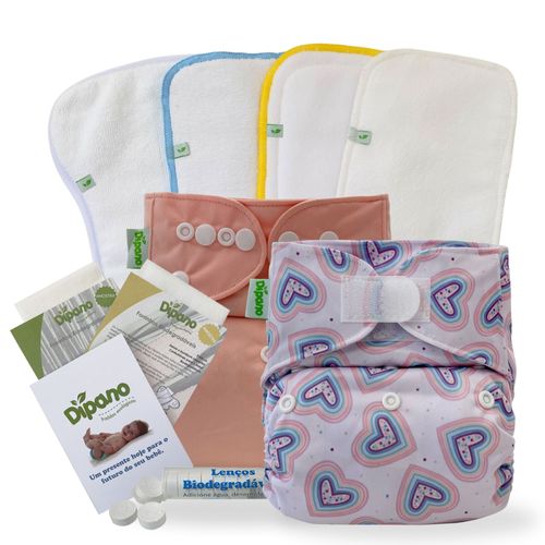 Kit Degustação de Fraldas Ecológicas Dipano Bate-Coração