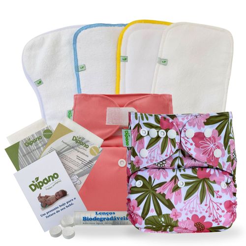 Kit Degustação de Fraldas Ecológicas Dipano Flores